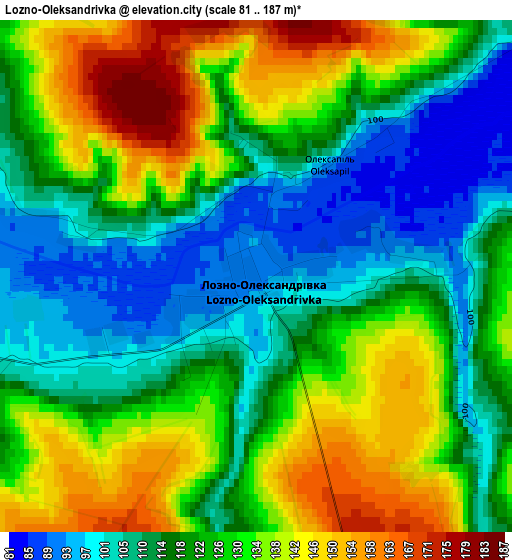 Lozno-Oleksandrivka elevation map