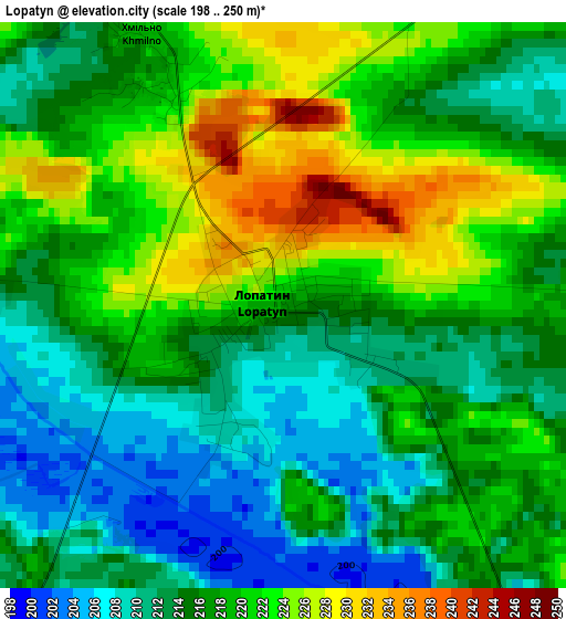 Lopatyn elevation map