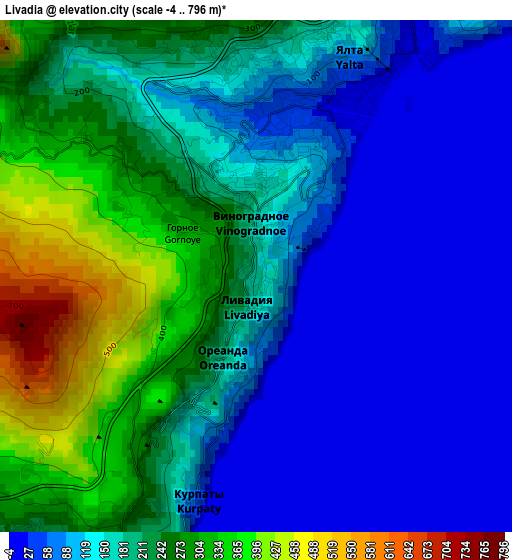 Livadia elevation map