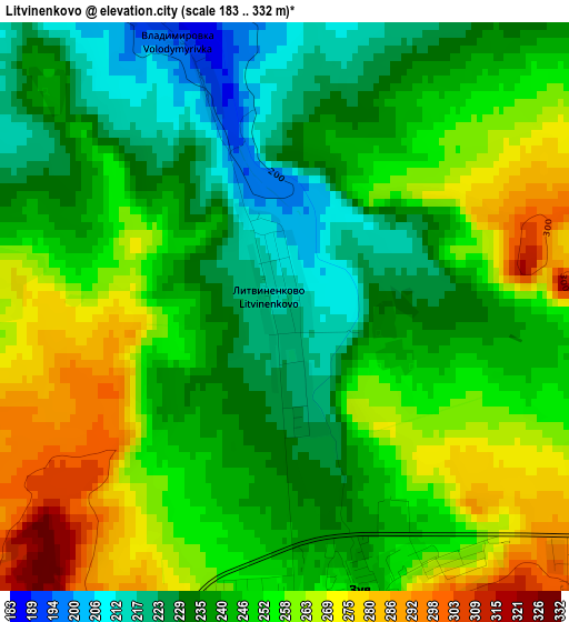 Litvinenkovo elevation map