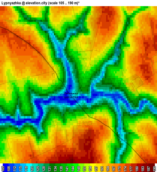 Lypnyazhka elevation map