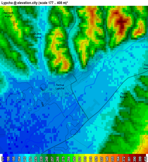 Lypcha elevation map