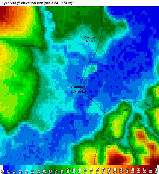 Lykhivka elevation map