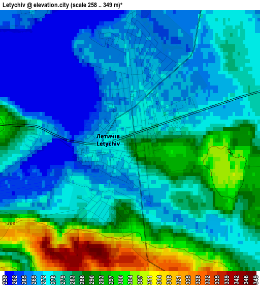 Letychiv elevation map