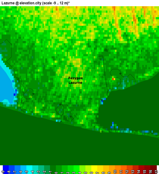 Lazurne elevation map