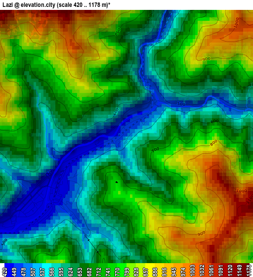 Lazi elevation map