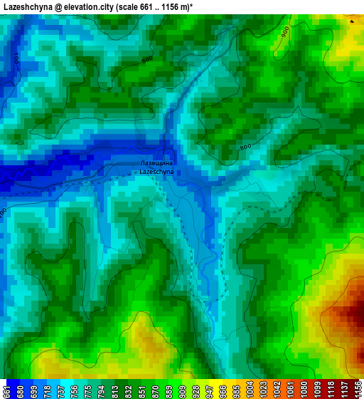 Lazeshchyna elevation map