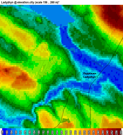 Ladyzhyn elevation map