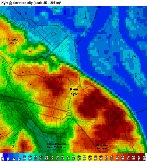 Kyiv elevation map