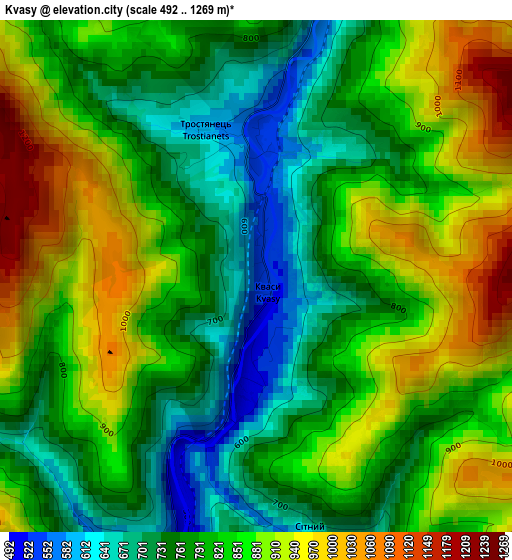 Kvasy elevation map