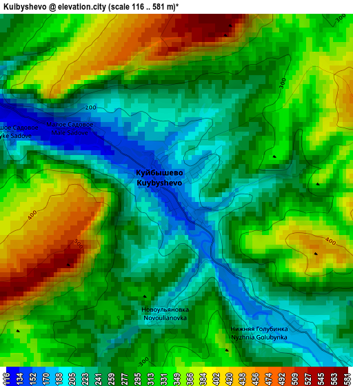 Kuibyshevo elevation map