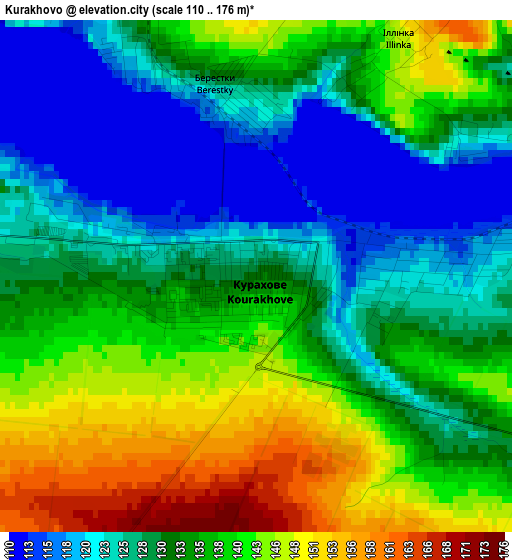 Kurakhovo elevation map