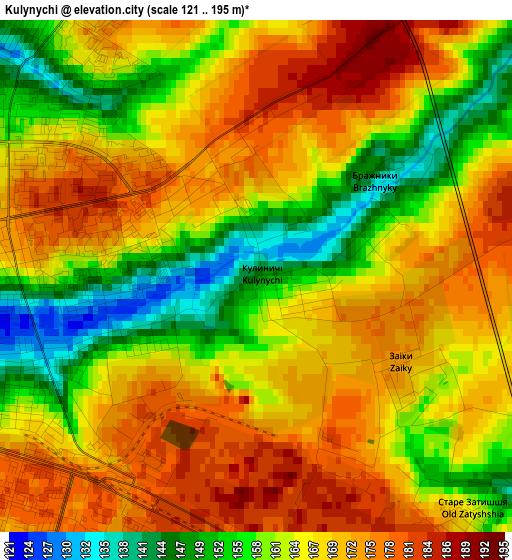 Kulynychi elevation map