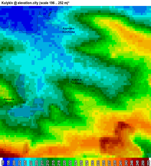 Kulykiv elevation map