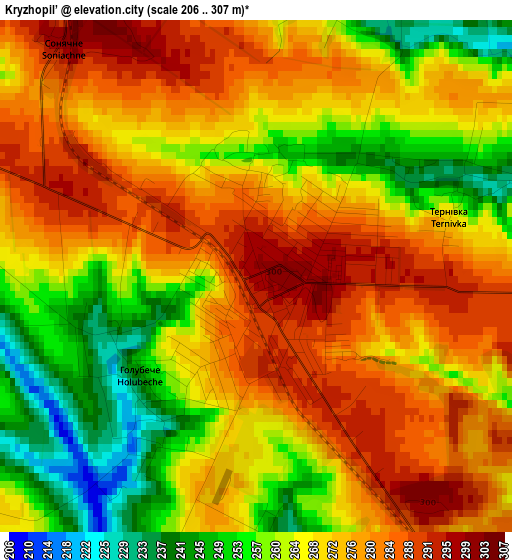 Kryzhopil’ elevation map