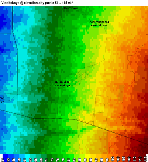 Vinnitskoye elevation map