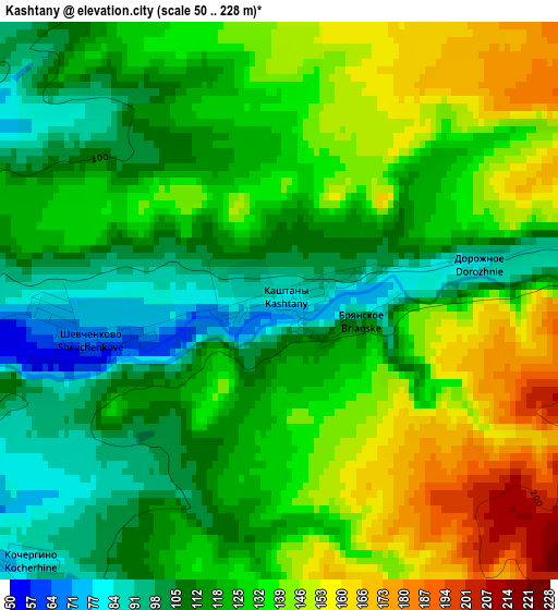 Kashtany elevation map