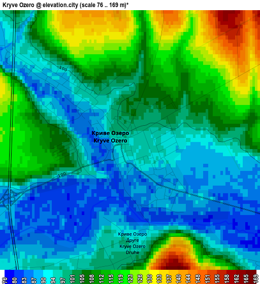 Kryve Ozero elevation map