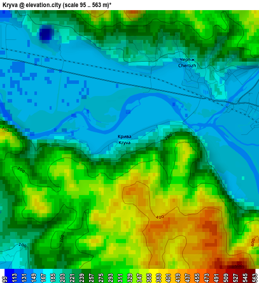 Kryva elevation map