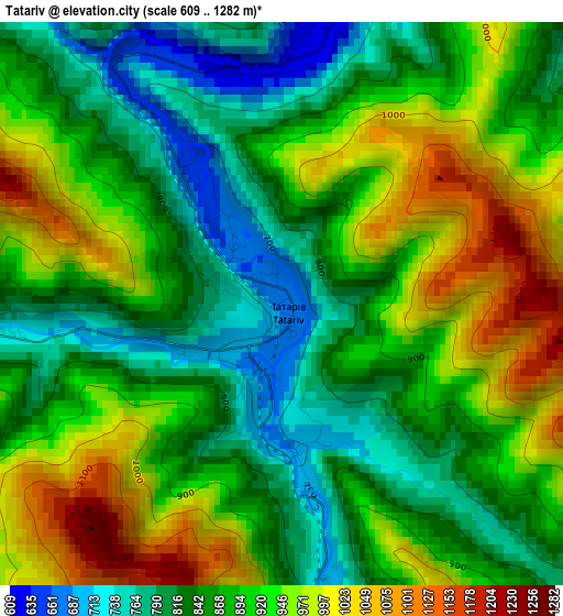 Tatariv elevation map