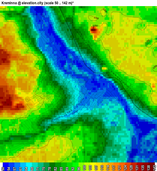 Kreminna elevation map