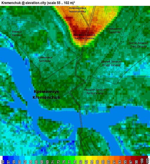 Kremenchuk elevation map