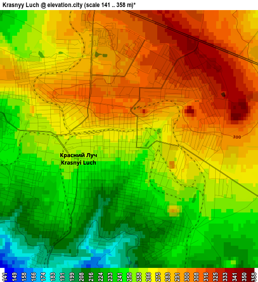 Krasnyy Luch elevation map