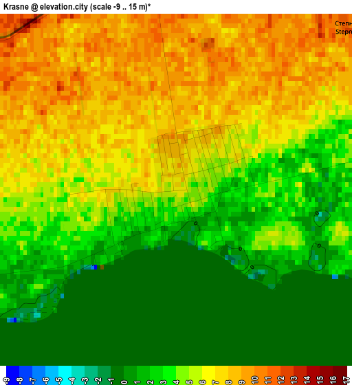 Krasne elevation map