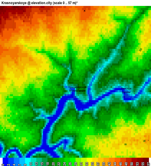 Krasnoyarskoye elevation map