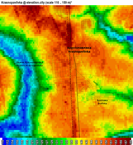 Krasnopavlivka elevation map