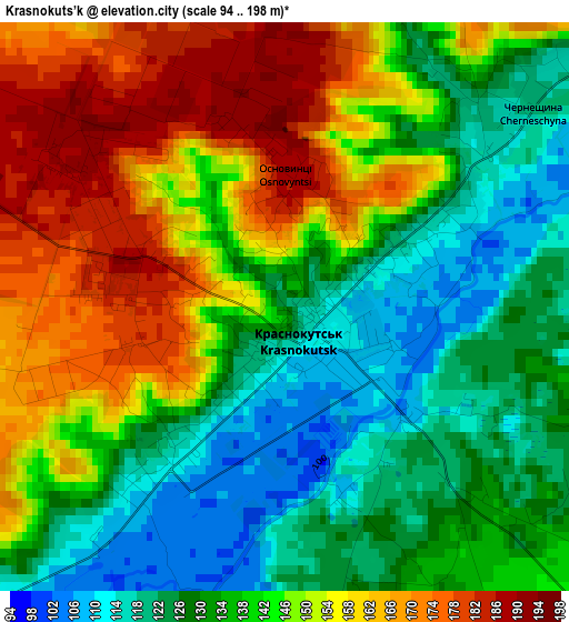 Krasnokuts’k elevation map