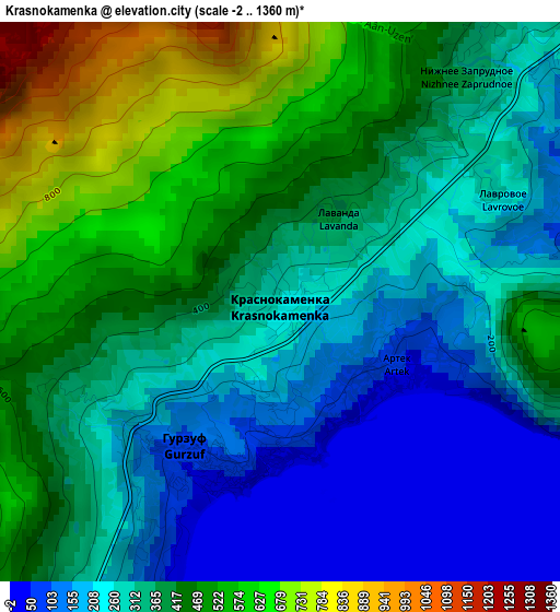 Krasnokamenka elevation map