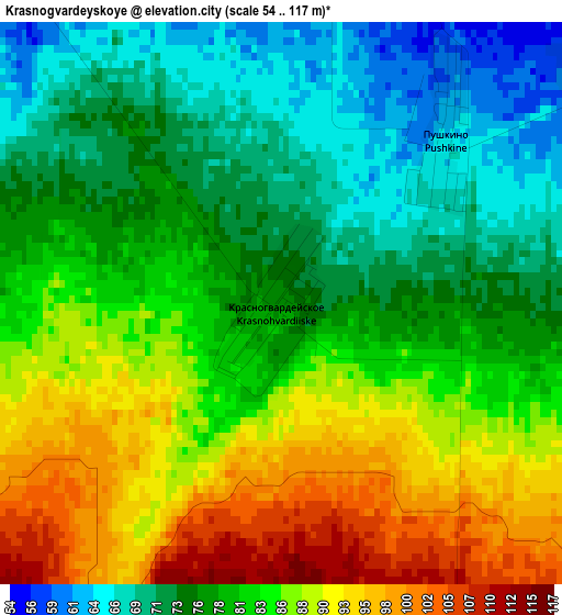 Krasnogvardeyskoye elevation map