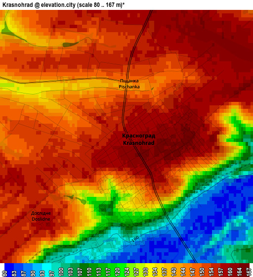 Krasnohrad elevation map