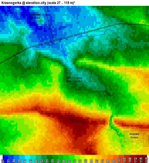 Krasnogorka elevation map