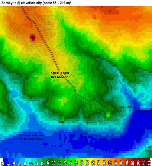 Sorokyne elevation map