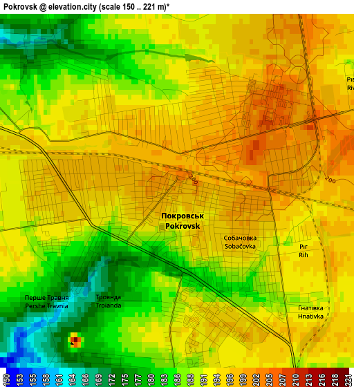 Pokrovsk elevation map