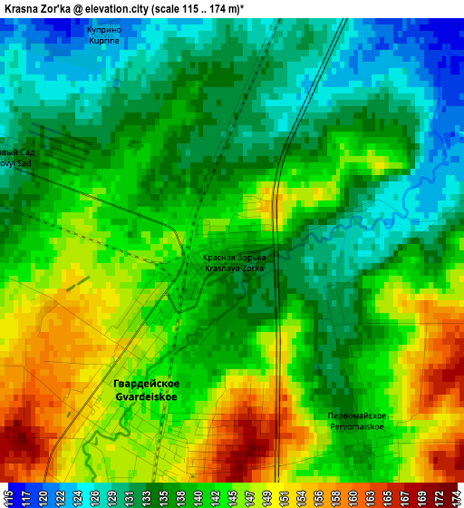 Krasna Zor'ka elevation map