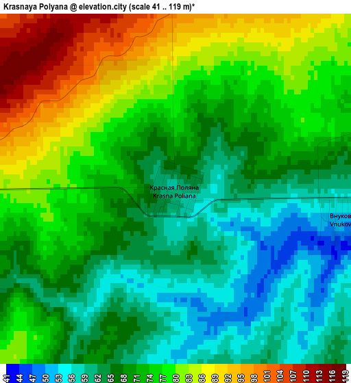 Krasnaya Polyana elevation map