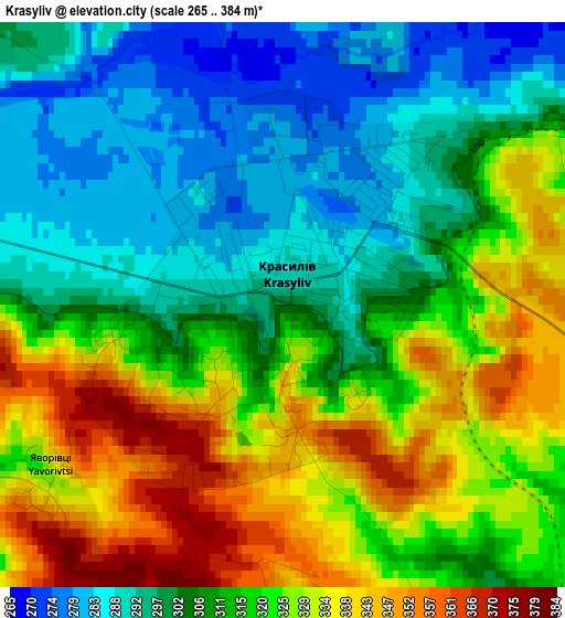 Krasyliv elevation map