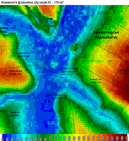 Kramators’k elevation map