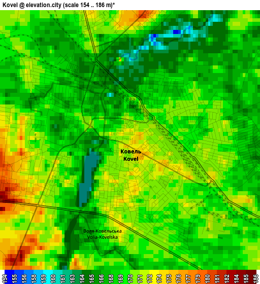 Kovel elevation map