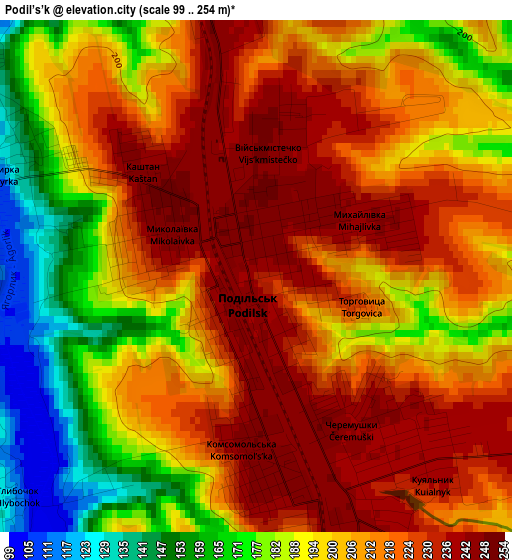 Podil’s’k elevation map