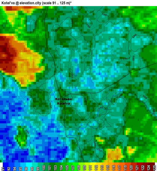 Kotel’va elevation map