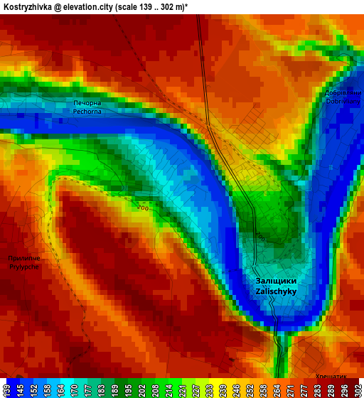 Kostryzhivka elevation map