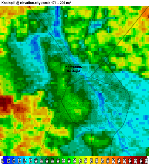 Kostopil’ elevation map