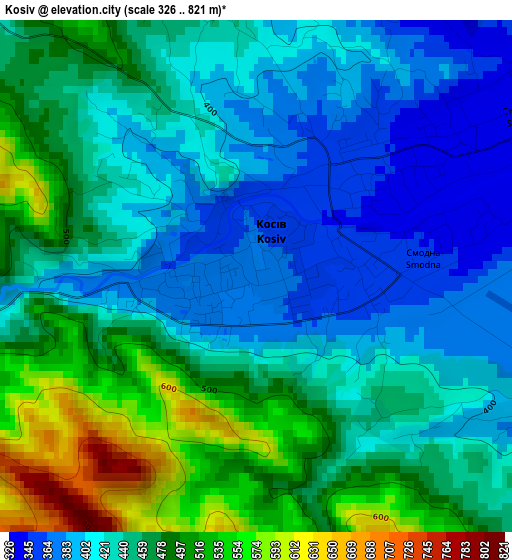 Kosiv elevation map