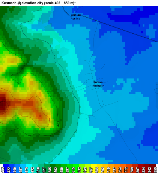 Kosmach elevation map