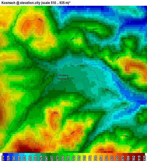 Kosmach elevation map