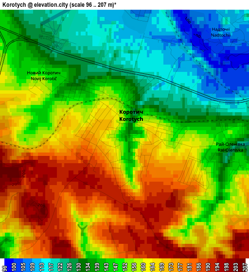 Korotych elevation map